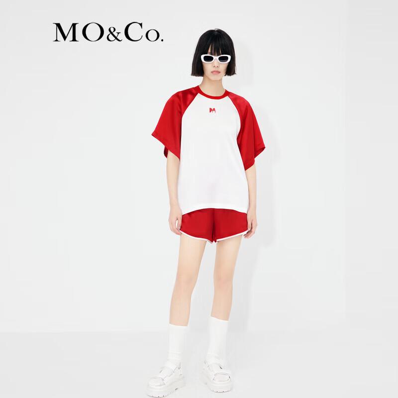 MO&Co. Women's Acetate Blend Contrast Trim Casual Shorts