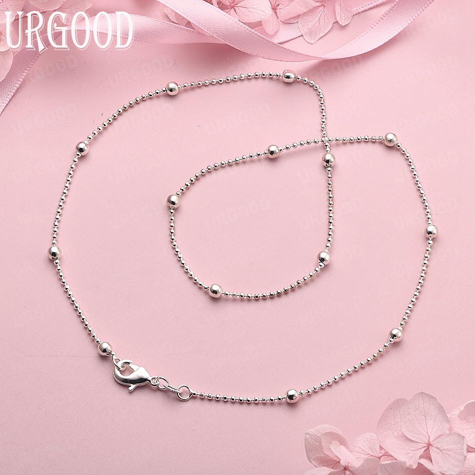 925 Sterlingsilber Hochzeitsschmuck 16-24 Zoll Perlenkette