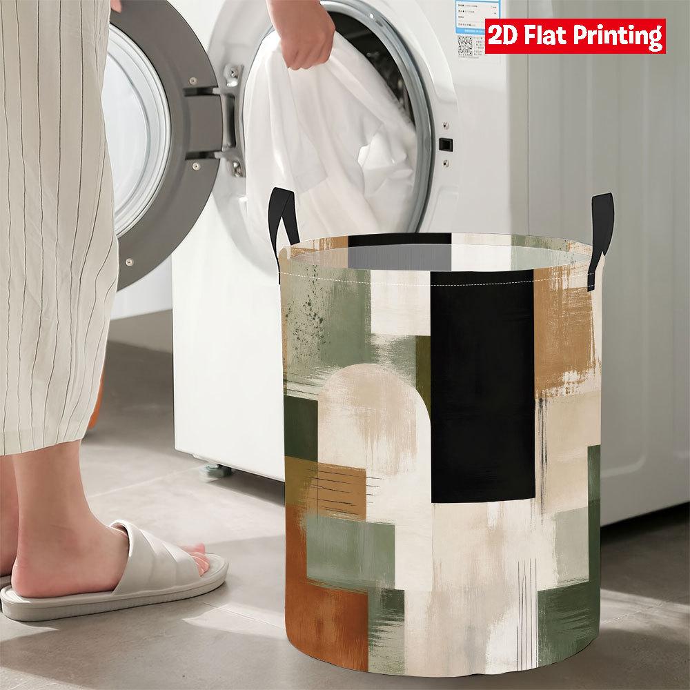 Collapsible Laundry Basket Large Round Waterproof Fabric Hamper Dirty Clothes Storage Bin Toy Organizer with Handles