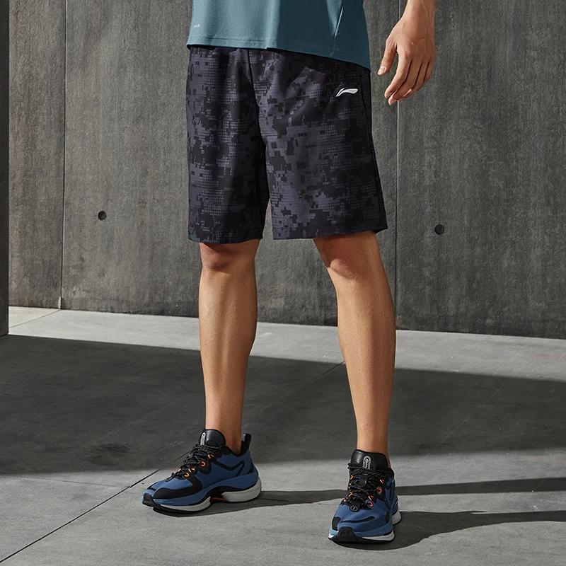 Li Ning Training Series Full Print Breathable Reflective Sports Shorts Men Shorts Standard-Black AKSS563-1