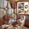 4Pcs Colorful Pebble Shower Curtain Set with Non-Slip Bath Mat, Toilet Lid Cover, Contour Rug & 12 Hooks, Bathroom Decor