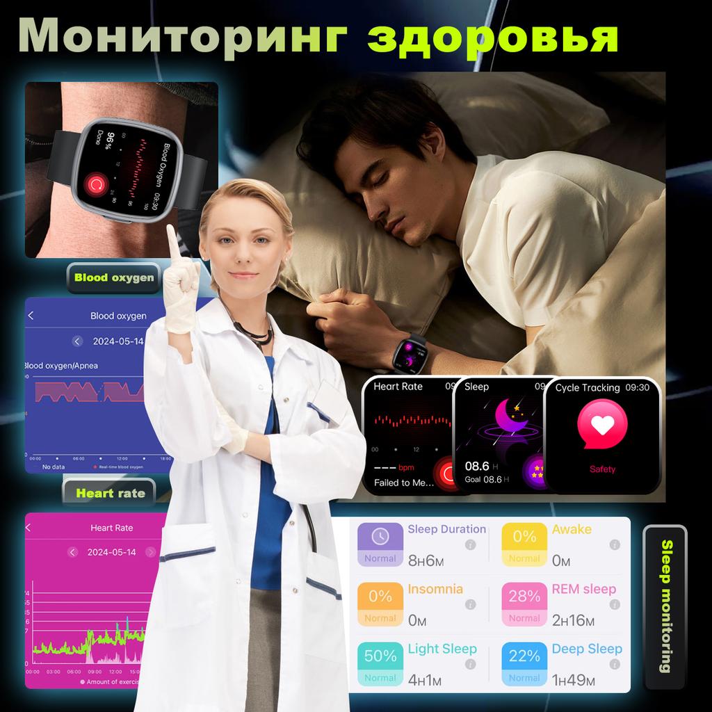 SACOSDING Akıllı Saat EKG Edinimi Kalp Sağlığı Analizi Mikro Fiziksel Muayene BT Çağrı SOS Erkek Kadın Akıllı Saat