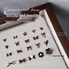 Ancola 5pcs Red Nail Art Accessories: Metal Bowknot, Heart, Pearl Bow Tie, Butterfly, Flower Decorations