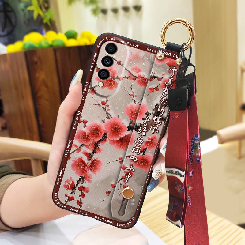 Lanyard For Mom Phone Case For Wiko T50 Shockproof Waterproof Dirt-resistant Phone Holder Silicone Back Cover Kickstand