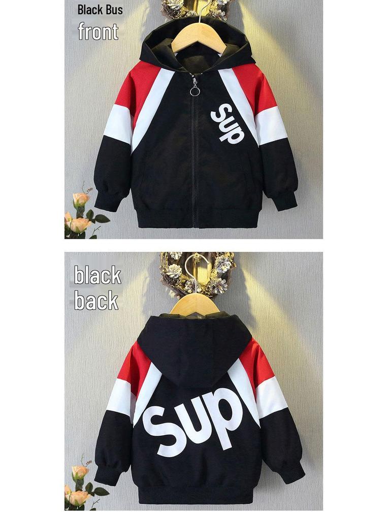 Boys' Trendy Brand Hooded Sweatshirt Jacket for Spring/Autumn 2025 - Stylish and Lightweight Streetwear Top