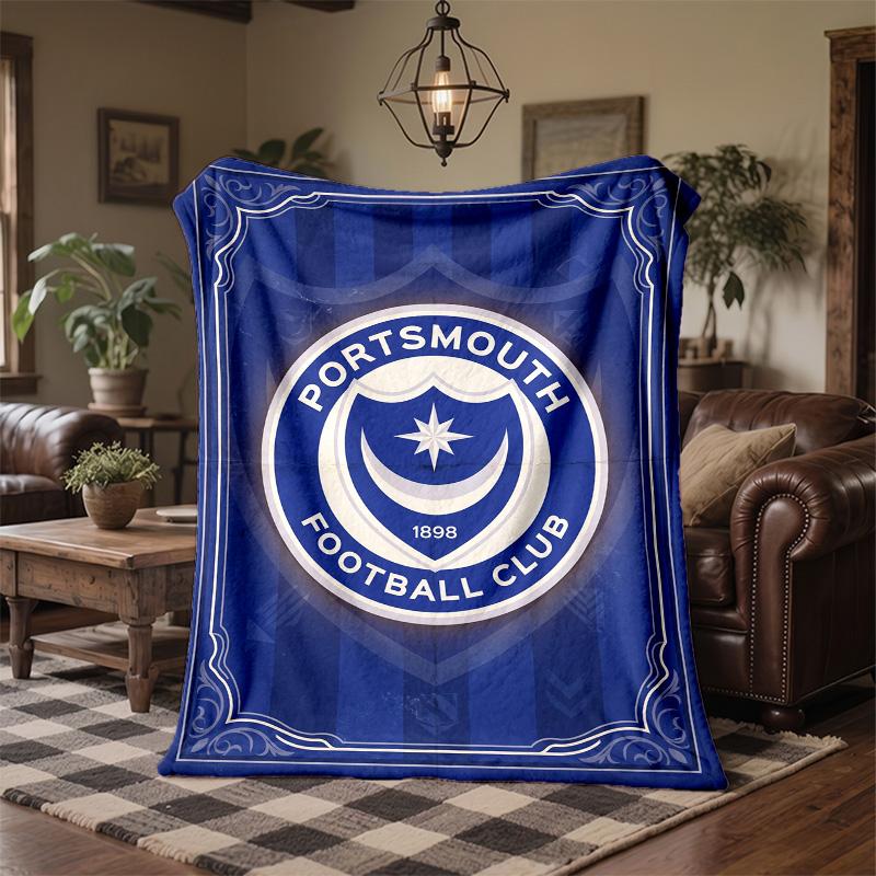 Coperta in Pile a Tema Portsmouth FC Morbida e Accogliente Coperta di Peluche per Camera da Letto Divano Viaggio