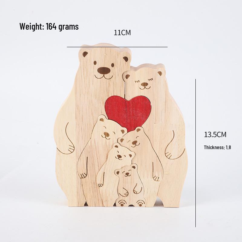 Cross-Border Wooden Little Penguin Family Puzzle Ornament - Festival Gift & Warm Family Decoration