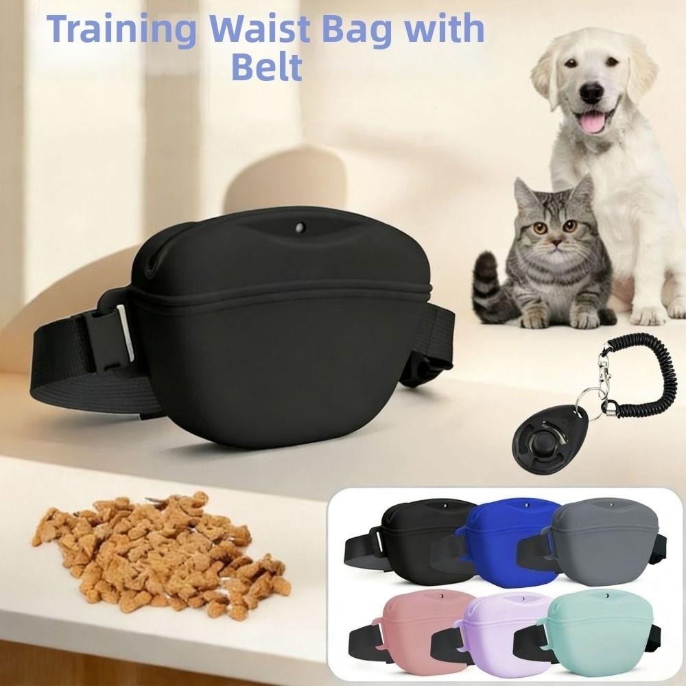 Portable Dog Treat Bag Silicone Adjustable Puppy Snack Pouch Hands-Free Magnetic Closure Pet Outdoor Feeder Bag Walking