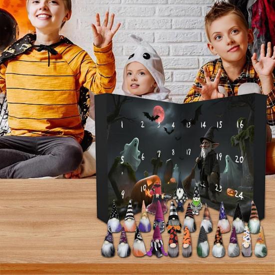Calendar de Advent Halloween Elf 24 de Zile Calendar de Advent Halloween Gnom Surpriză Calendare de Advent Decor