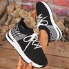 Fashion 2025 Fashion Black White Striped Running Shoes for Women Brearthable Mesh Knitted Sneakers Woman Anti Slip Casual Sports Shoes