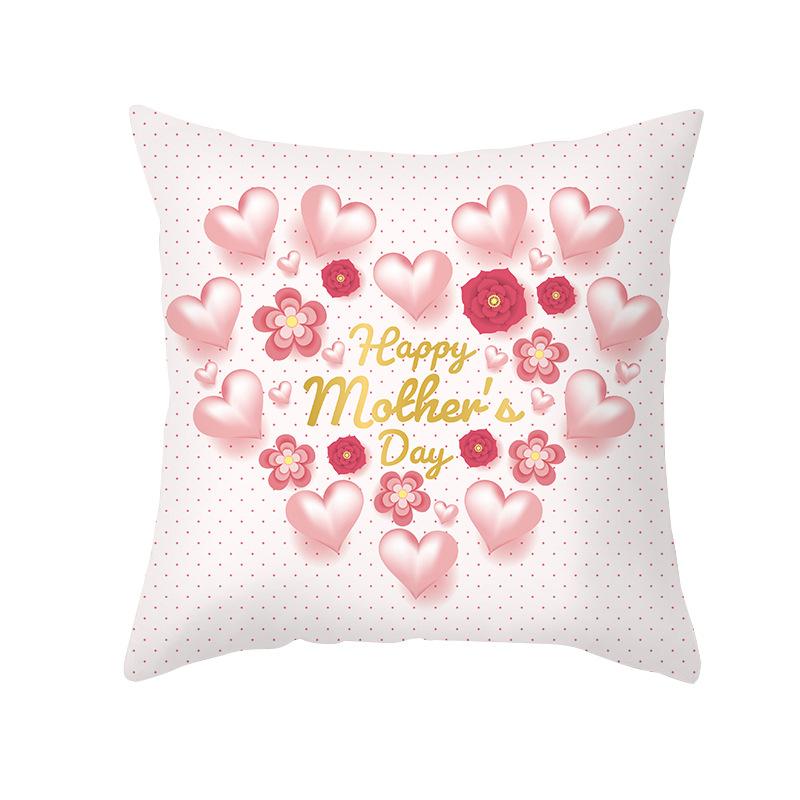 New Mother's Day Printed Pillow Cover Peach Skin Home Sofa Decoration Pillow Bedroom Cushion Pillow Cover