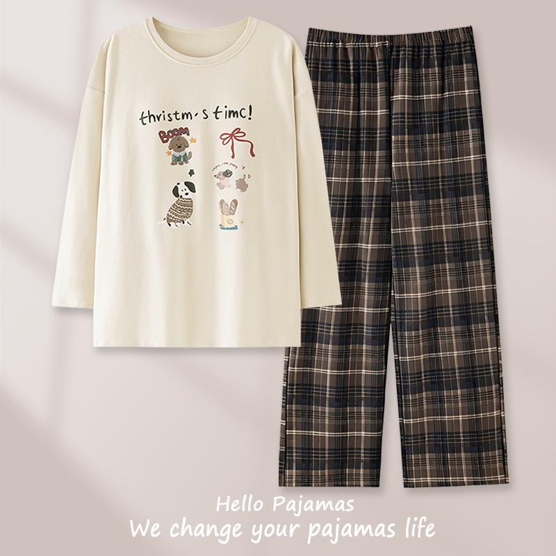 

Korean-Style Pajama Set for Women - Casual Loose Long Sleeve for Spring & Autumn XL