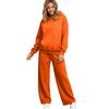 Women's Lined Drop Shoulder Top and Wide Leg Pants 2 Piece Set Color Loose Fit Casual Fall Winter Outfit