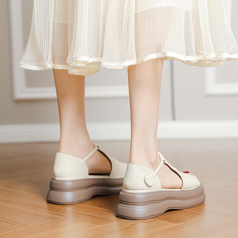 Spot! Small Muffin Thick Sole Heightening Retro Casual Open-toed Sandals Women's Summer Fashion Versatile Roman Women's Shoes