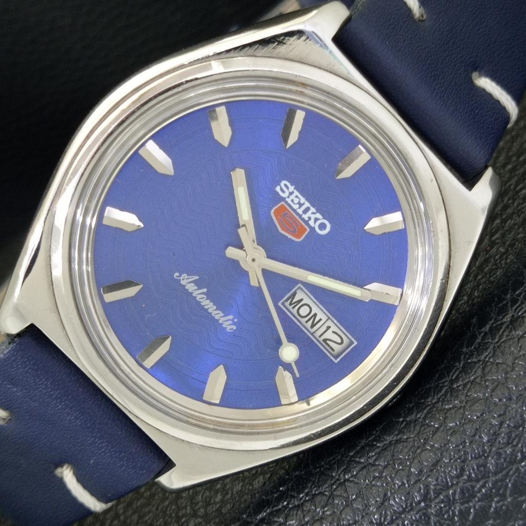JAPAN VINTAGE SEIKO 5 AUTOMATIC 6309A MENS BLUE COLOR DIAL WATCH A701570-5 R206b-a701570
