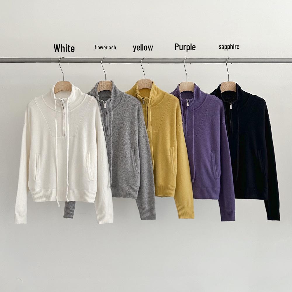 

Женское худи из 100% шерсти на кулиске - Новый корейский стиль, вязаный топ с длинными рукавами One Size королевский синий