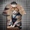 Fashion Men's T-Shirt 3D Cartoon Cat Print Short Sleeve T-Shirt Fun Harajuku Tops Summer Men's Oversized Street Casual Clothing