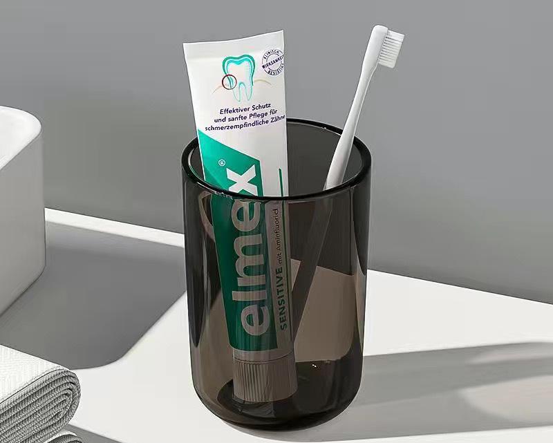

High Capacity Nordic Style Toothbrush Cup Clear Tooth Glass Bathroom Solid Color Transparent Mouthwash Cup