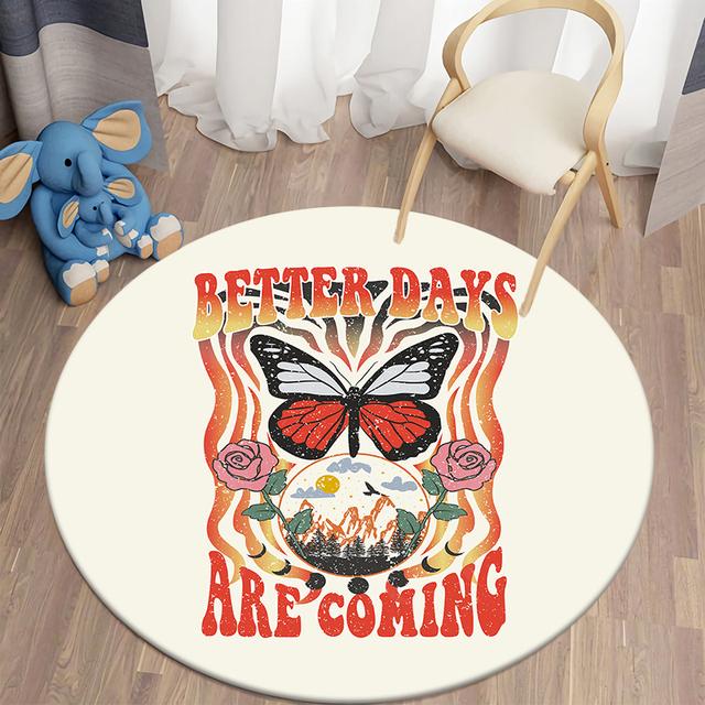 

Круглый ковер с цветочным принтом Kawaii Printed для гостиной, коврики для пикника на природе, противоскользящий коврик для йоги, ковры для спальни 40cm