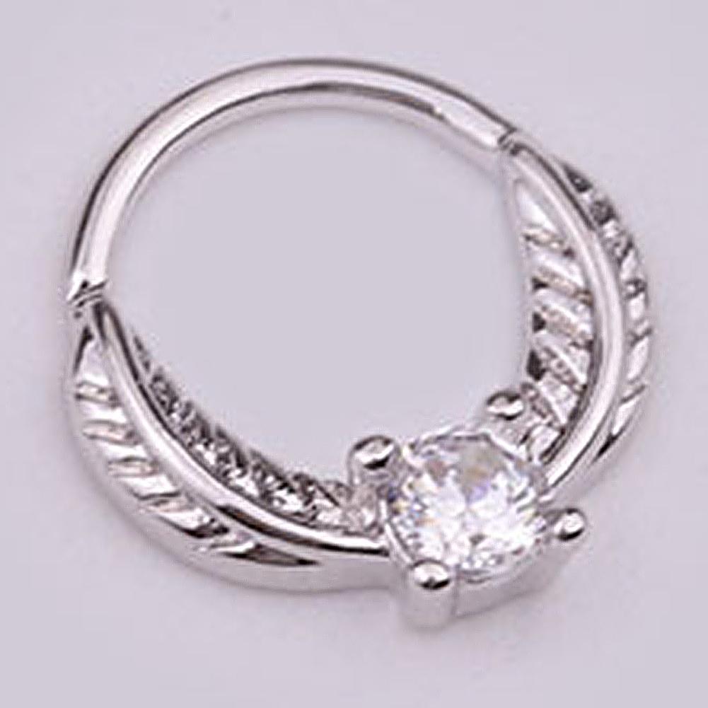 1Pc Women Cubic Zirconia Inlaid Nose Ring Helix Earring Hoop Piercing Jewelry