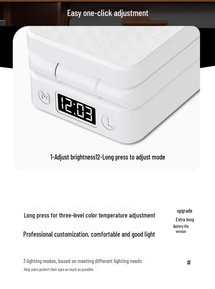 Rechargeable LED Desk Lamp: Dual-Use Eye Protection for Reading & Writing, Multifunctional Night Light for Dorm or Bedroom.