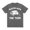 Funny Rizz Em with The Tism Rat Cute Meme Tee Shirt Unisex Women Fashion Casual Retro Tshirt ONeck 100 Cotton T Shirt Streetwear