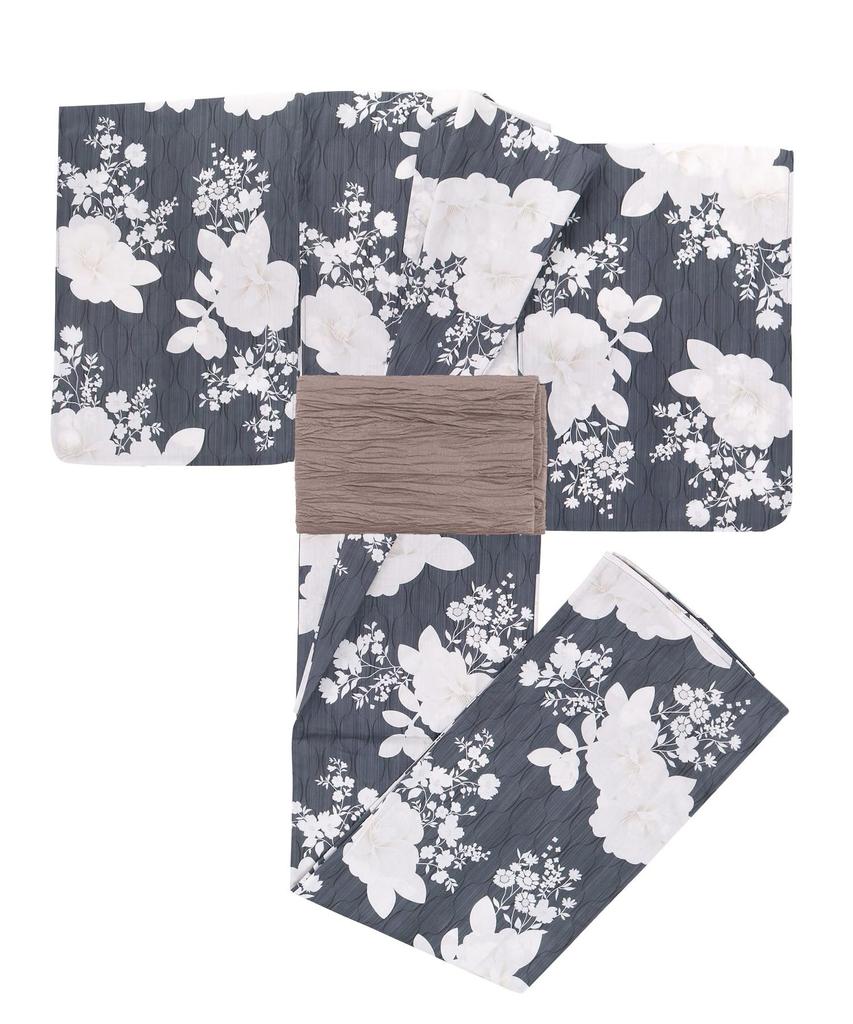 Zestaw Yukata Junior Retro B Splot Zmienny Zestaw 2-częściowy Heiko Dziewczęcy Kamelia Zabawa w Atrament [KYOETSU] (Yukata, Obi) (13. Malarstwo, 130cm)