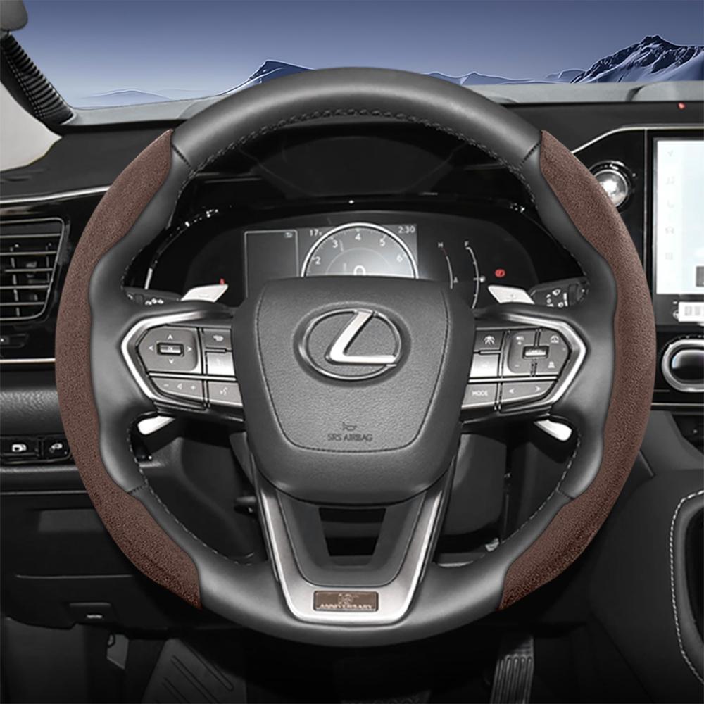 Suitable for Lexus Sports Suede Steering Wheel Cover, Split Snap-On Type, Non-Slip and Durable, for Models Such as Rx Nx Es Gx Lbx Ux Is Rz Lx