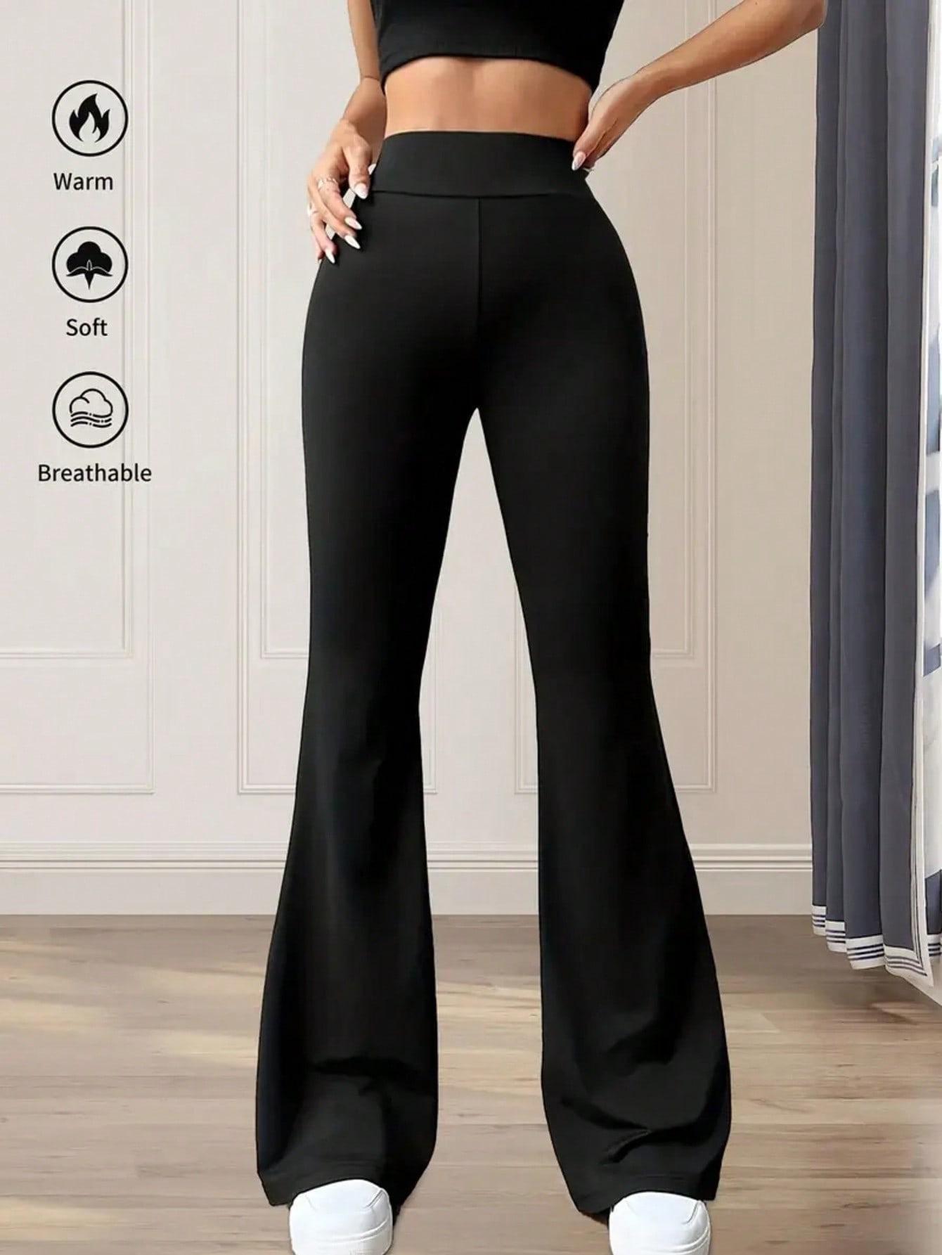 

Women s High-Waist Micro Flare Loose Fit Slimming Pants Medium чорний