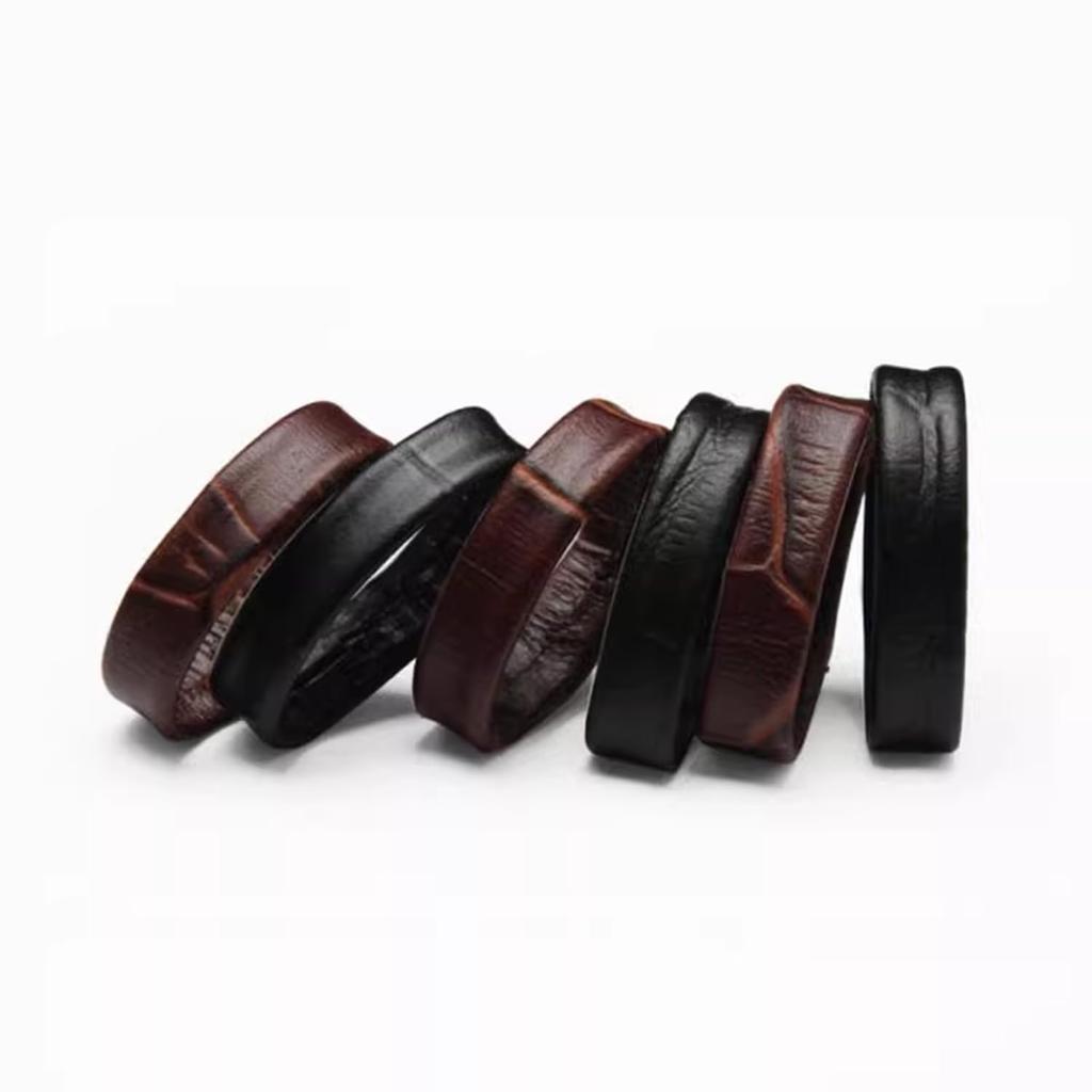 Jumpsunfun Genuine Leather Watch Band Leather Loop Set of 4 Holder, Keeper, 22mm, Brown,