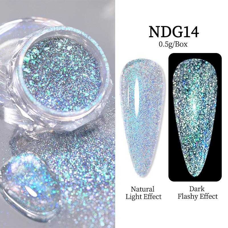 Nicole Diary Polarized Cloud Brocade Crushed Diamond Powder, Super Bright Dream Manicure Opal Powder, Bouncy Fine Glitter Powder