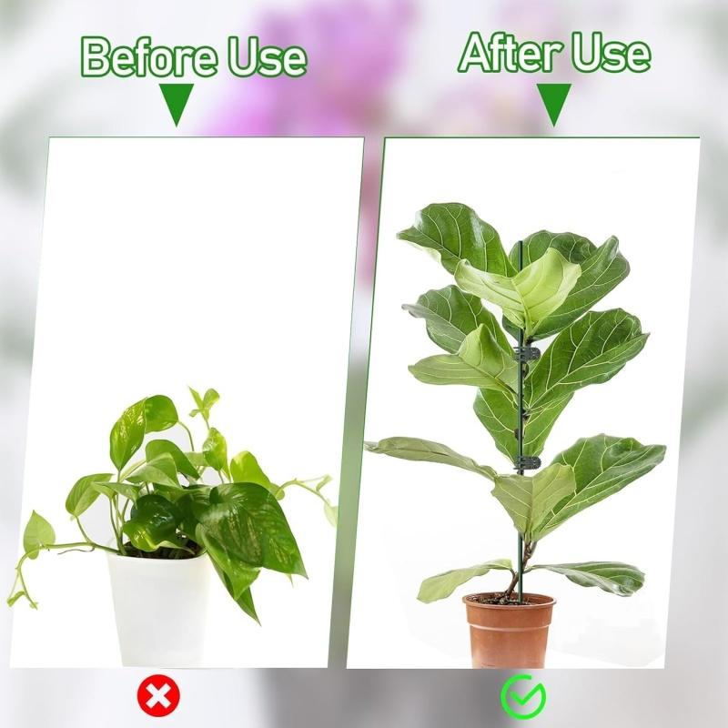 15Pcs 40cm Plant Support Stakes with 30Pcs Clips Orchid Bendable Plant Sticks
