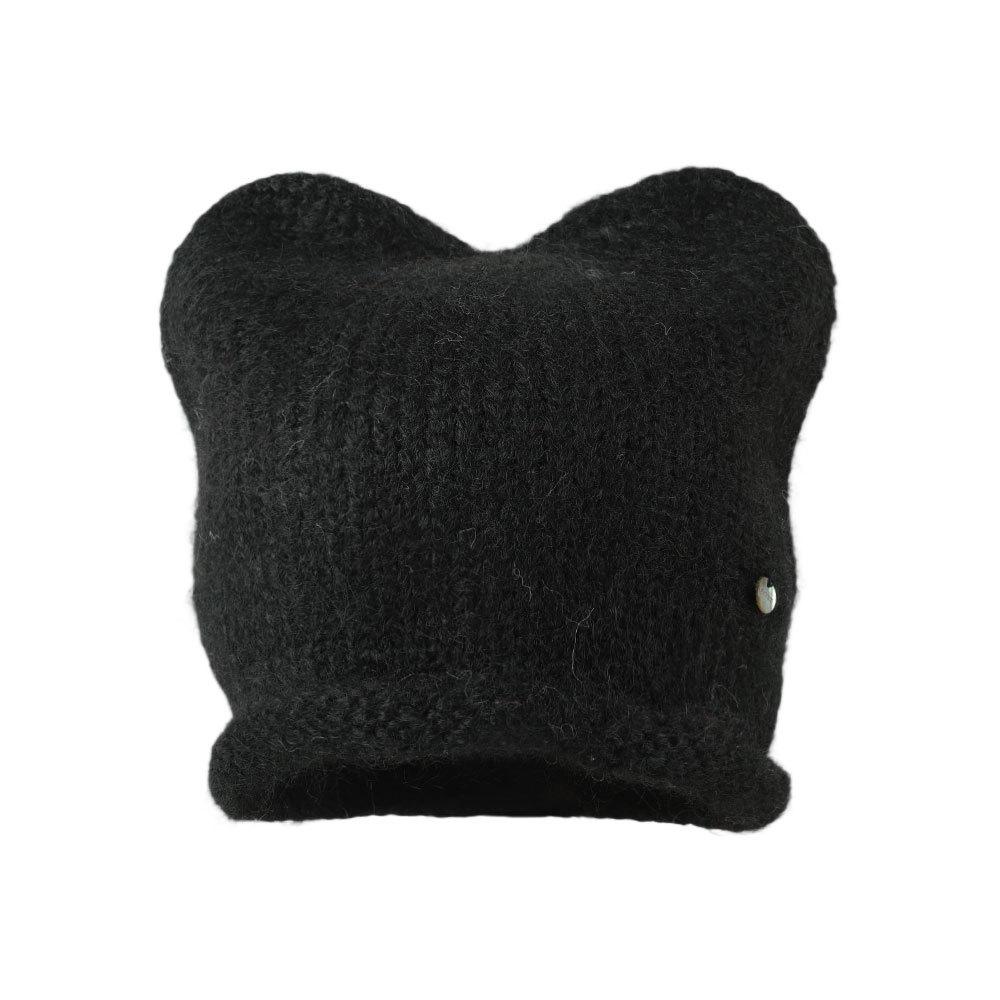 Niedliche Katzenohren Strickmütze für Damen Wollmischung Herbst und Winter Warm Vielseitiger Ohrenschutz Wollmütze Zeigt Gesicht