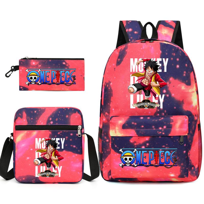 One Piece Large-capacity Student Backpack Three-piece Set 7526