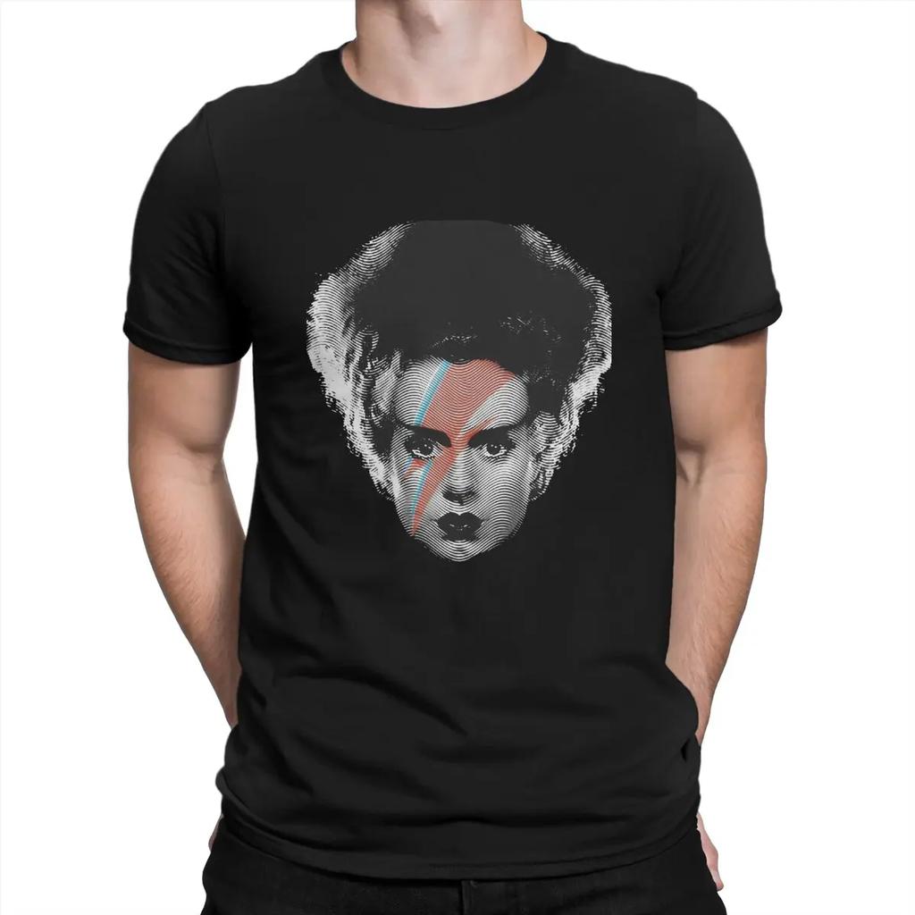 Bride T Shirt Men's  Cotton Fun T-Shirts Round Neck Cool Cool B-Bowie Tees Short Sleeve Clothing Party