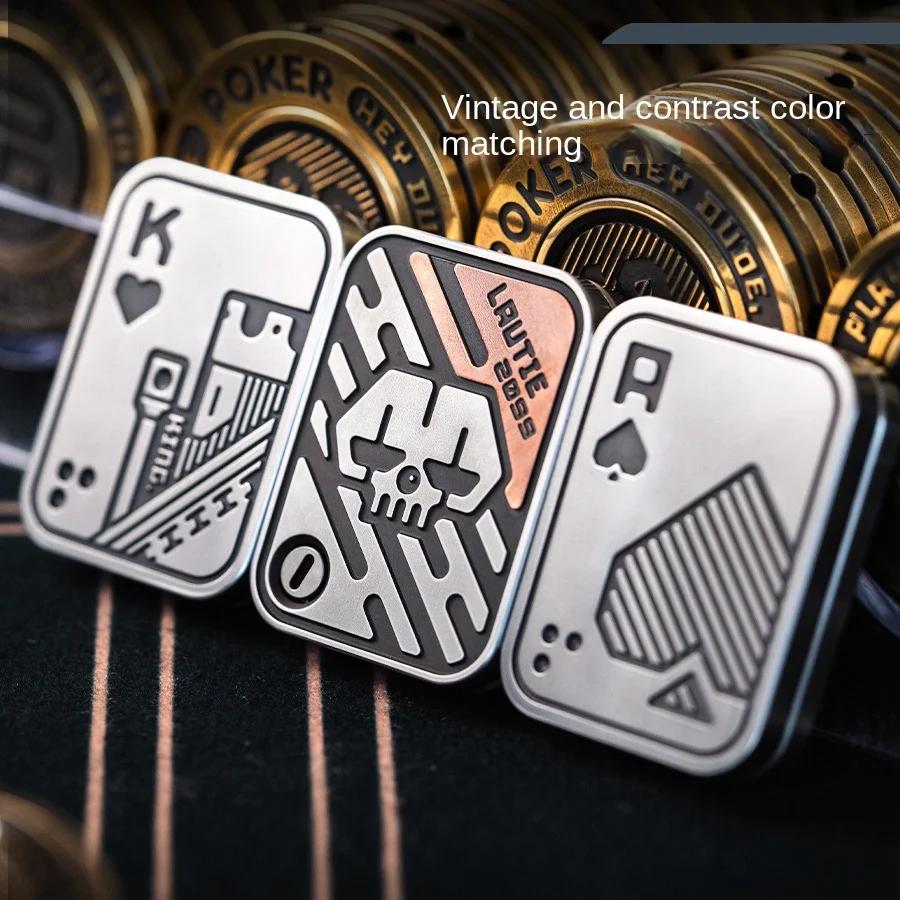 Poker AK King Metal Pushing Card EDC Fingertips Papa Brand Gyro Toys Stress Relief Push Cards Office Toy Anti Anxiety for Adults