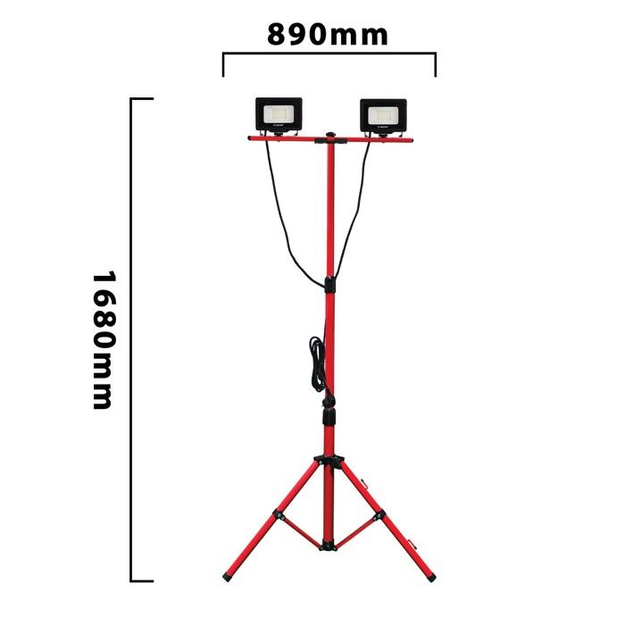 Lampe de travail - TWIN HEAD - 2x20W LED - Trépied extensible - IP65 étanche