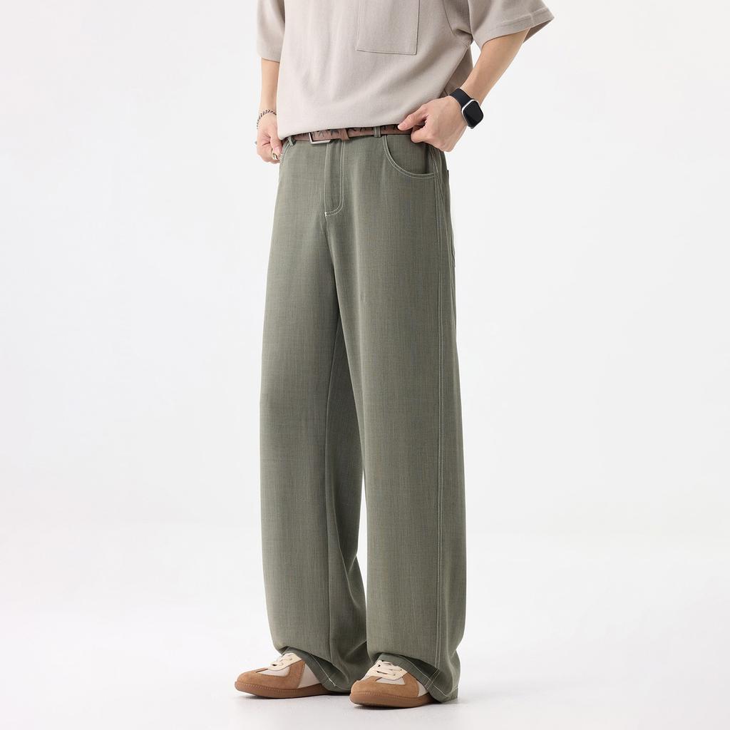 New Summer Trend Wide-leg Casual Pants Men's Design Sense Loose Commuter Straight Pants Men's Cotton