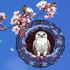 Christmas Owl Wind Spinner 3D Metal Hanging Ornament for Indoor Outdoor Garden Decor Holiday Yard Art Easy Install No Power Needed