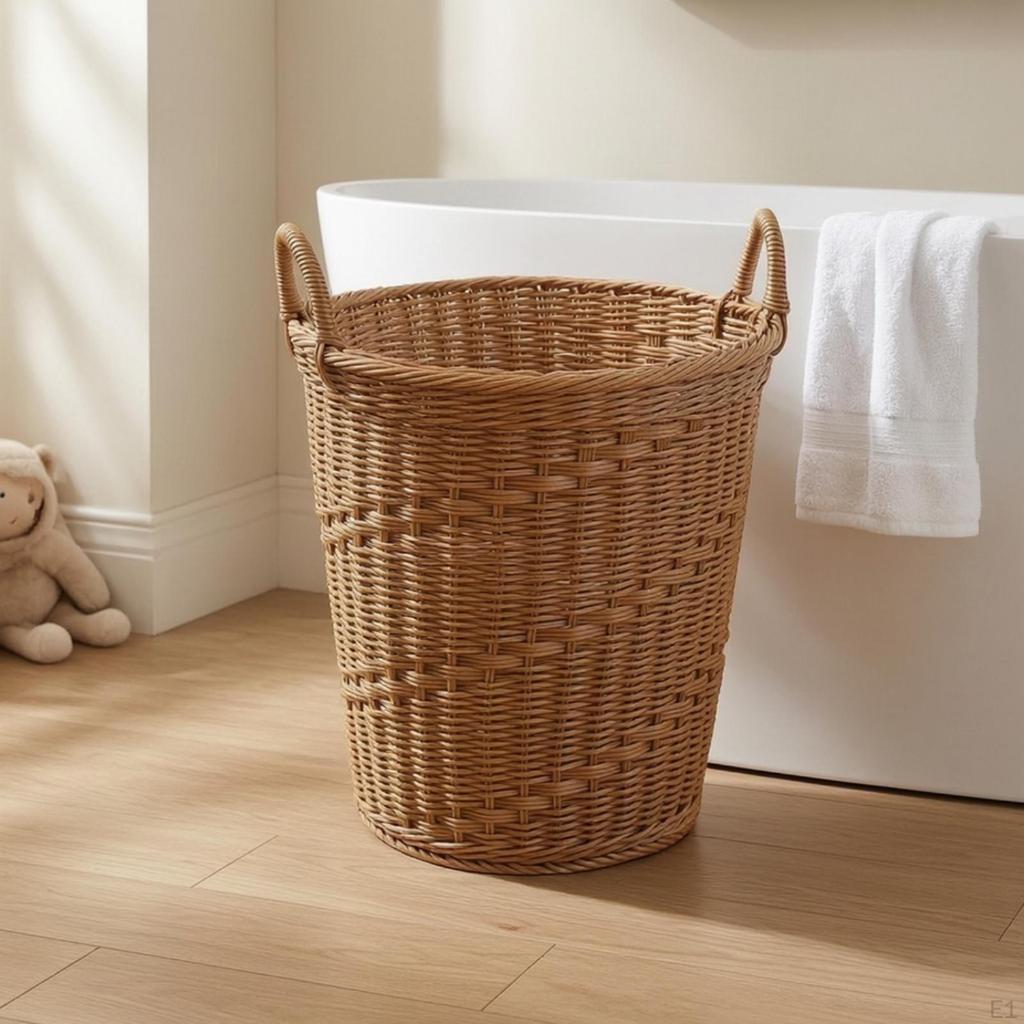 Open-Top Woven Laundry Basket Ventilated with Handles Sturdy