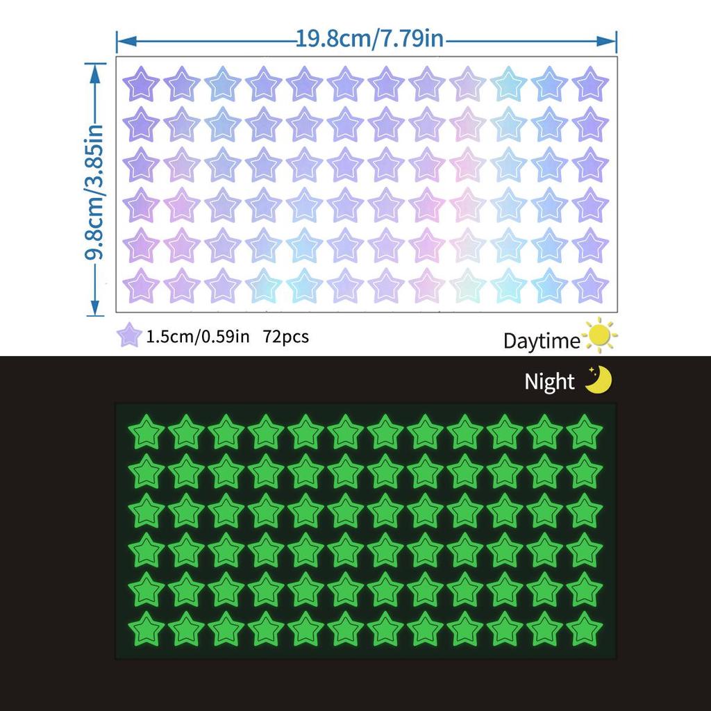 Iridescent Glow-in-the-Dark Star Stickers for Kids' Room, Bedroom, Party, or Window Decoration
