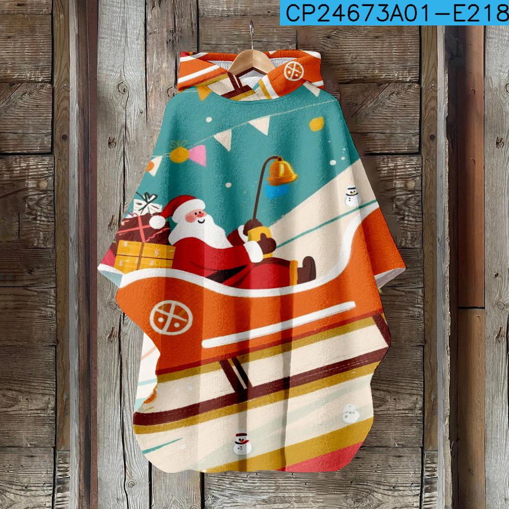 Digital Print Women's Hooded Cloak for Halloween and Christmas