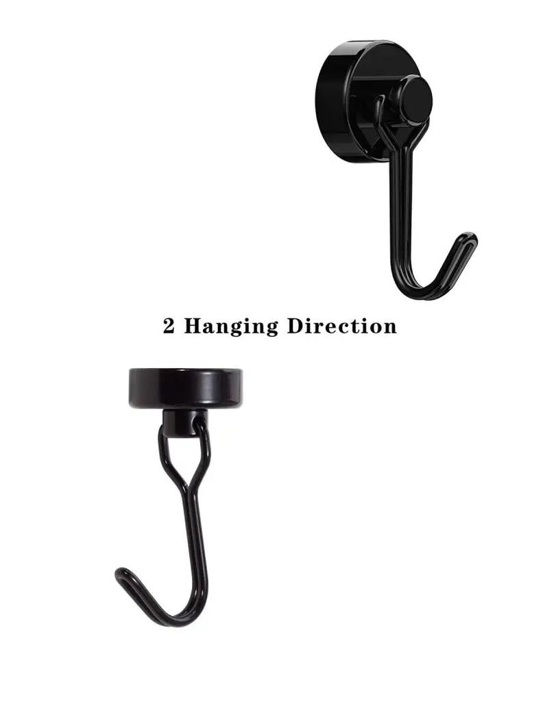 Black/Silver Magnetic Hooks Cruis Heavy Duty Neodymium Rare Earth Magnetic Hangers, Extra Strong Magnets With Hook For Hanging