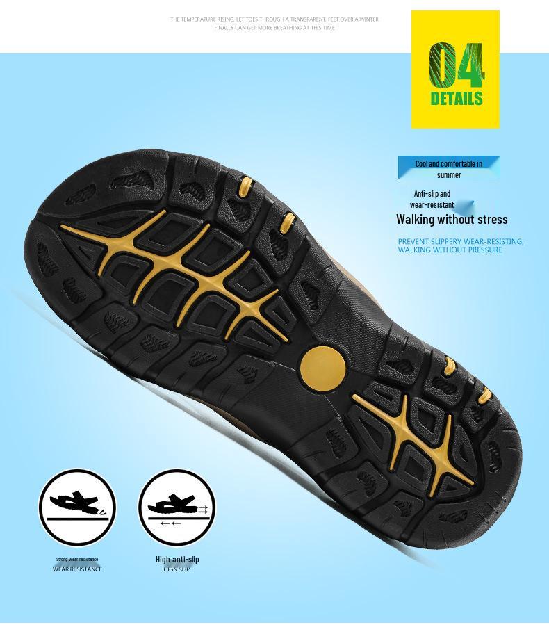 Men's Large Size Durable Handmade Leather Beach Sandals