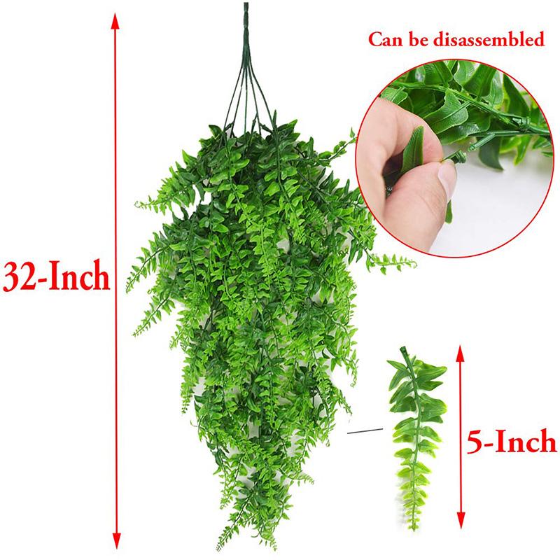 Artificial Persian Rattan Fake Hanging Boston Fern Plants Greenery Plastic Vine Wall Backdrop Wedding Party Home Garden Decor