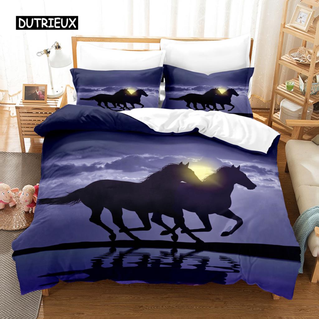 Luxury 3D Bedding Set Europe Queen King Double Duvet Cover Set Bed Linen Comfortable Blanket/Quilt Cover Bed Set Animal  Horse