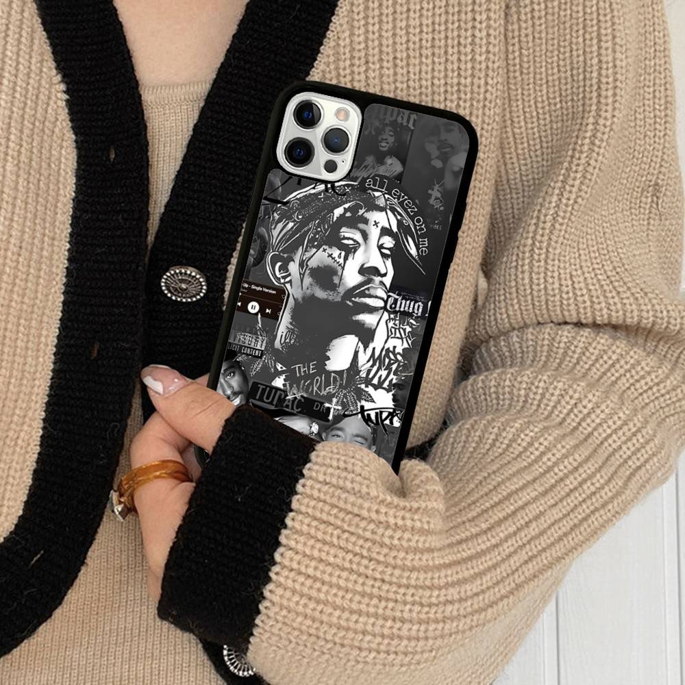 2Pac Hip Hop Singer PC+TPU Protective Phone Case For IPhone 17 16 Pro Max 15 Plus 14 13 12 11 Cover