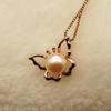 S925 Sterling Silver Gold-plated Pearl Simple and Fashionable Women's Butterfly Necklace