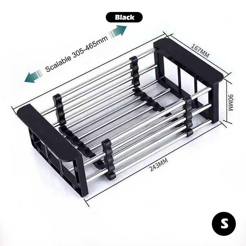 

Товста полиця для раковини з нержавіючої сталі, кухонні фруктівниці, палички для їжі, мийка для овочів, телескопічний зливний кошик, кошик для фільтра, кухонне приладдя Small