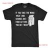 Mens Funny T Shirt If You Take The Word Milk And Change Just Four Letters Vintage Washed Top For Everyday Wear Stylish Homme